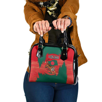 Bangladesh Flag Shoulder Handbag with Royal Bengal Tiger Design TS04