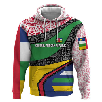 Central African Republic Hoodie with Multicolor Tribal Design and National Emblem TS04