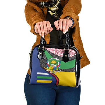 Central African Republic Shoulder Handbag with Multicolor Tribal Design and National Emblem TS04