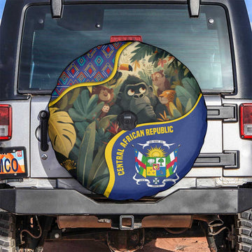 Central African Republic Spare Tire Cover with Jungle Animal Design and National Emblem Pattern TS04