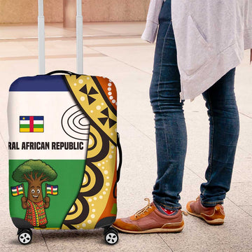 Central African Republic Luggage Cover with Cartoon Baobab Design and Flag Pattern TS04