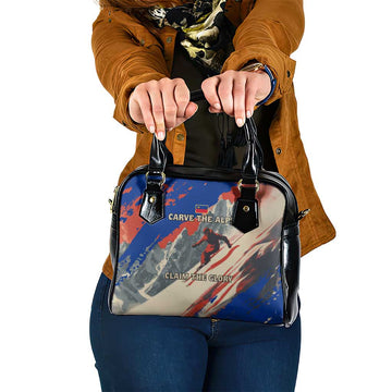 Liechtenstein Shoulder Handbag with Alpine Skiing Red Blue Design and Mountain Landscape TS04