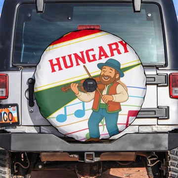 Hungary Spare Tire Cover with Folk Musician Illustration Design and Traditional Floral TS04