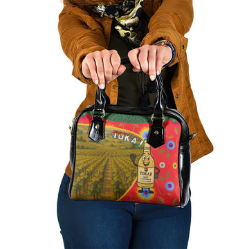 Hungary Shoulder Handbag with Tokaj Vineyard Illustration Design and Grape Wine TS04