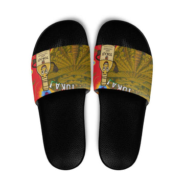 Hungary Slide Sandals with Tokaj Vineyard Illustration Design and Grape Wine TS04