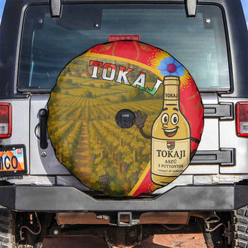 Hungary Spare Tire Cover with Tokaj Vineyard Illustration Design and Grape Wine TS04