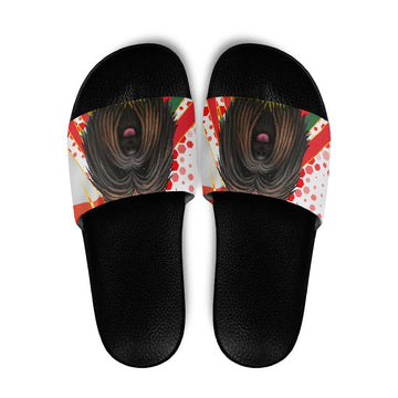 Hungary Slide Sandals with Puli Dog Illustration Design and Red Green Hexagon TS04