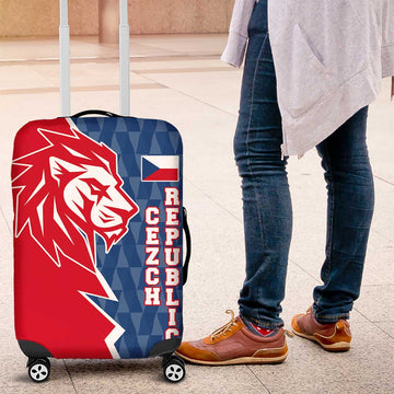 Czech Republic Luggage Cover with Red Blue Modern Lion Design and Geometric Flag TS04