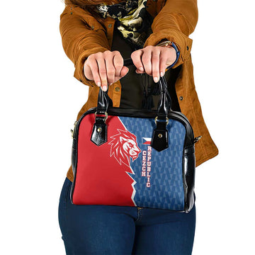 Czech Republic Shoulder Handbag with Red Blue Modern Lion Design and Geometric Flag TS04
