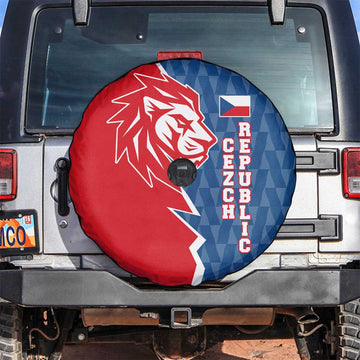 Czech Republic Spare Tire Cover with Red Blue Modern Lion Design and Geometric Flag TS04