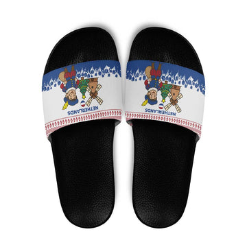 Netherlands Christmas Slide Sandals with Christmas Tree Windmill Piet Character and Tulip Pattern TS04