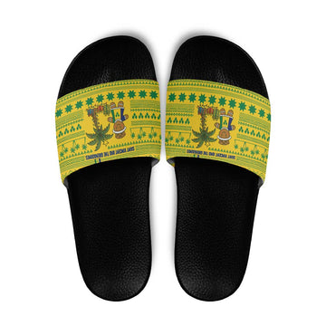 Saint Vincent and the Grenadines Christmas Slide Sandals with Gingerbread Boy Palm Tree and Traditional Pattern TS04