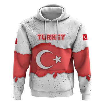 Turkey Flag Map Red and White Hoodie with National Symbol TS04
