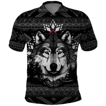 Native American Tribal Pattern With Wolf Born Wild Polo Shirt TS07