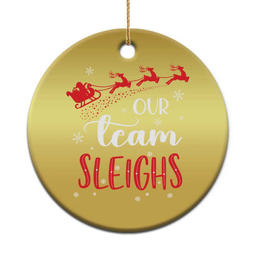 Xmas Santa Reindeer Our Team Sleigh Christmas Ornament TS09