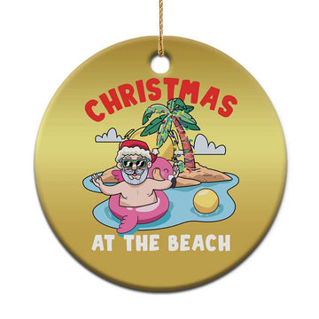 Christmas At The Beach Christmas Ornament Funny Santa Claus Flamingo Float Chilling TS09