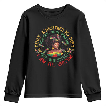 African Women Black History Month Youth Sweatshirt Dragon Fly She Whispered Back I Am The Storm TS09