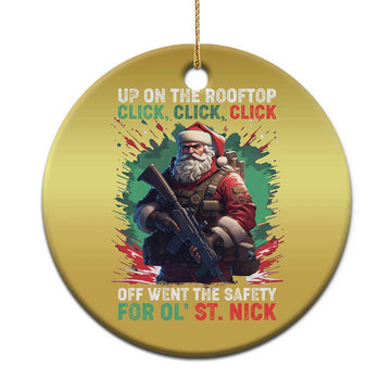 Xmas Veteran Christmas Ornament Up On The Rooftop Click Click Click Santa Patriotic TS09