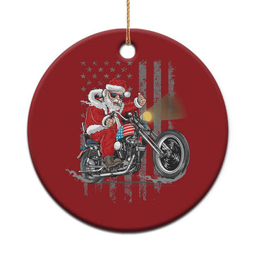 Christmas Santa Riding Motorbike Patriotic USA Christmas Ornament TS09