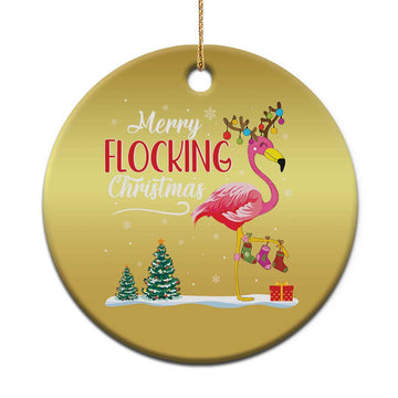 Merry Flocking Xmas Pink Flamingo Christmas Ornament TS09