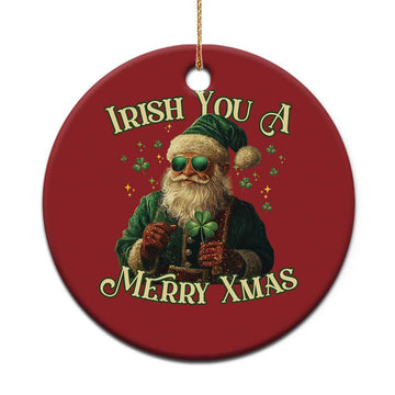 Irish You A Merry Xmas Christmas Ornament Shamrock Santa Ireland Lucky TS09