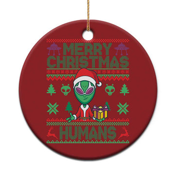 Funny Xmas Alien Santa Christmas Ornament Merry Christmas Humans UFO Outer Space TS09
