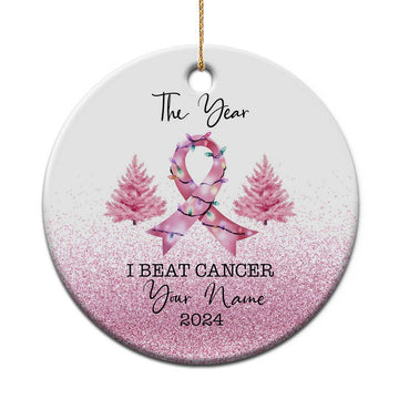 Personalize Christmas Breast Cancer Christmas Ornament Custom Name The Year I Beat Cancer TS09