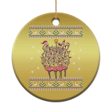Funny Flamingo Family Xmas Light Tangled Christmas Ornament TS09