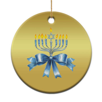 Hanukkah Menorah Jewish Coquette Bow Christmas Ornament TS09