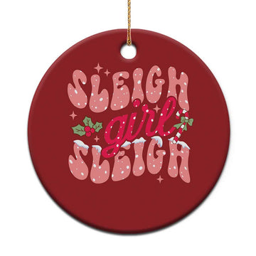 Pink Xmas Sleigh Girl Sleigh Christmas Ornament TS09