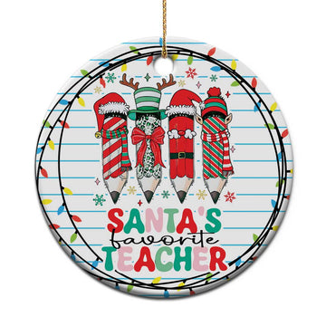 Xmas Teacher Christmas Ornament Santa's Favorite Teacher TS09