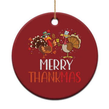 Thanksgiving Xmas Christmas Ornament Merry Thankmas Santa Turkey TS09