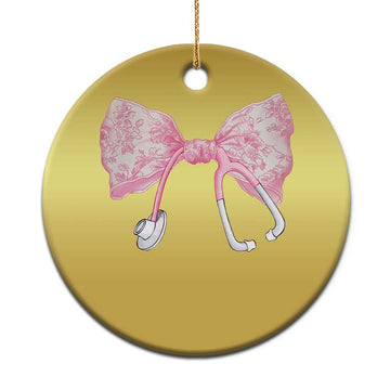 Pink Coquette Nurse Christmas Ornament Toile de Jouy Stethoscope Bow TS10