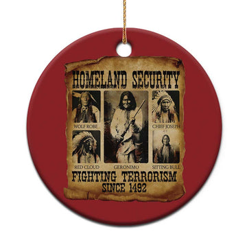 Vintage Native American Christmas Ornament Homeland Security Fighting Terrorism Since 1492 TS10