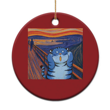 Blue Tiger Scream Christmas Ornament Cute Animal Anime Demon Aesthetic Painting TS10