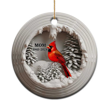 Personalized Mom Memorial Christmas Ornament Custom Year Loss of Mother Gift Red Cardinal Ceramic Ornament TS10