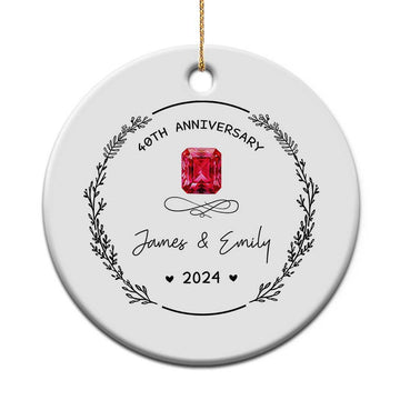Personalised 40th Wedding Anniversary Christmas Ornament Custom Name Ruby 40 Years of Marriage TS10