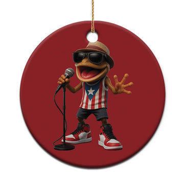 Coqui Puerto Rican Flag Christmas Ornament Taino Boricua Frog Singing TS10