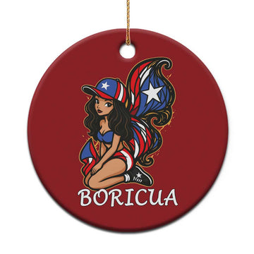 Puerto Rico Pin Up Girl Christmas Ornament Taino Boricua Puerto Rican Flag TS10