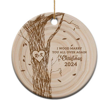 Personalized Couples Gift Christmas Ornament Custom Name Letter I Wood Marry You All Over Again Anniversary Wedding TS10
