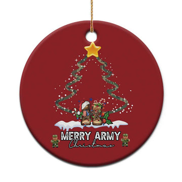 Merry Army Xmas Christmas Ornament Military Family Veteran Gift Camo Boots TS10