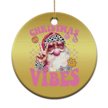 Retro Santa Christmas Ornament Pink Xmas Vibes Groovy Santa Claus Womens Kids Girls Gifts TS10