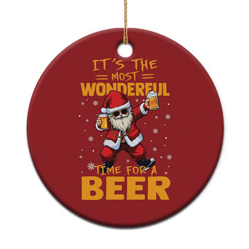 Funny Christmas Santa Claus Drinking Beer Wonderful Time Christmas Ornament TS10