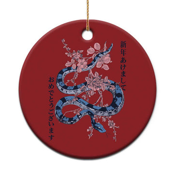 Happy Japanese New Year 2025 Christmas Ornament Year Of The Snake Sakura Cherry Blossom TS11