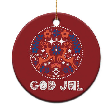 Yule God Jul Christmas Ornament Folk Art Scandinavian Reindeers TS11