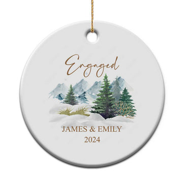 Personalized Engaged 2024 Christmas Ornament Custom Name Mr & Mrs Engagement Snow Forest TS11