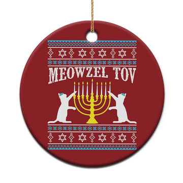 Meowzel Tov Christmas Ornament Funny Hanukkah Cat Jewish Chanukah Menorah TS11