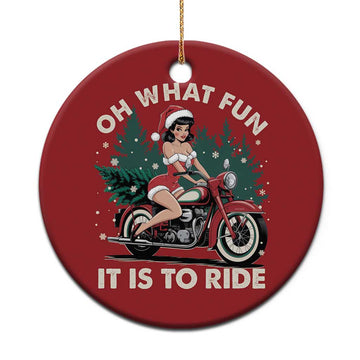 Funny Xmas Motorbike Christmas Ornament Oh What Fun It Is To Ride Female Santa Biker TS11