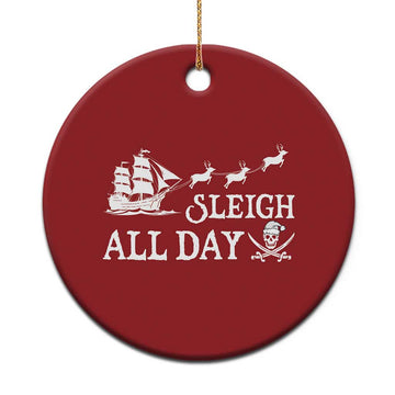 Funny Xmas Pirate Christmas Ornament Sleigh All Day Pirate Skull Ship TS11