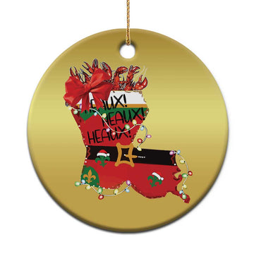 Funny Xmas Cajun Christmas Ornament Triple Heaux Santa Louisiana Map Crawfish TS11